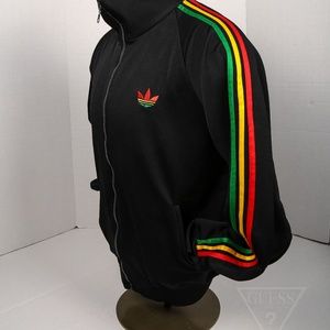 adidas jacket red yellow green stripes